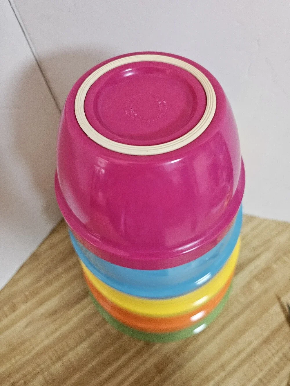 Vintage Melamine Nesting Mixing Bowls Set of 5 Retro Rainbow Heavy Duty Plastic